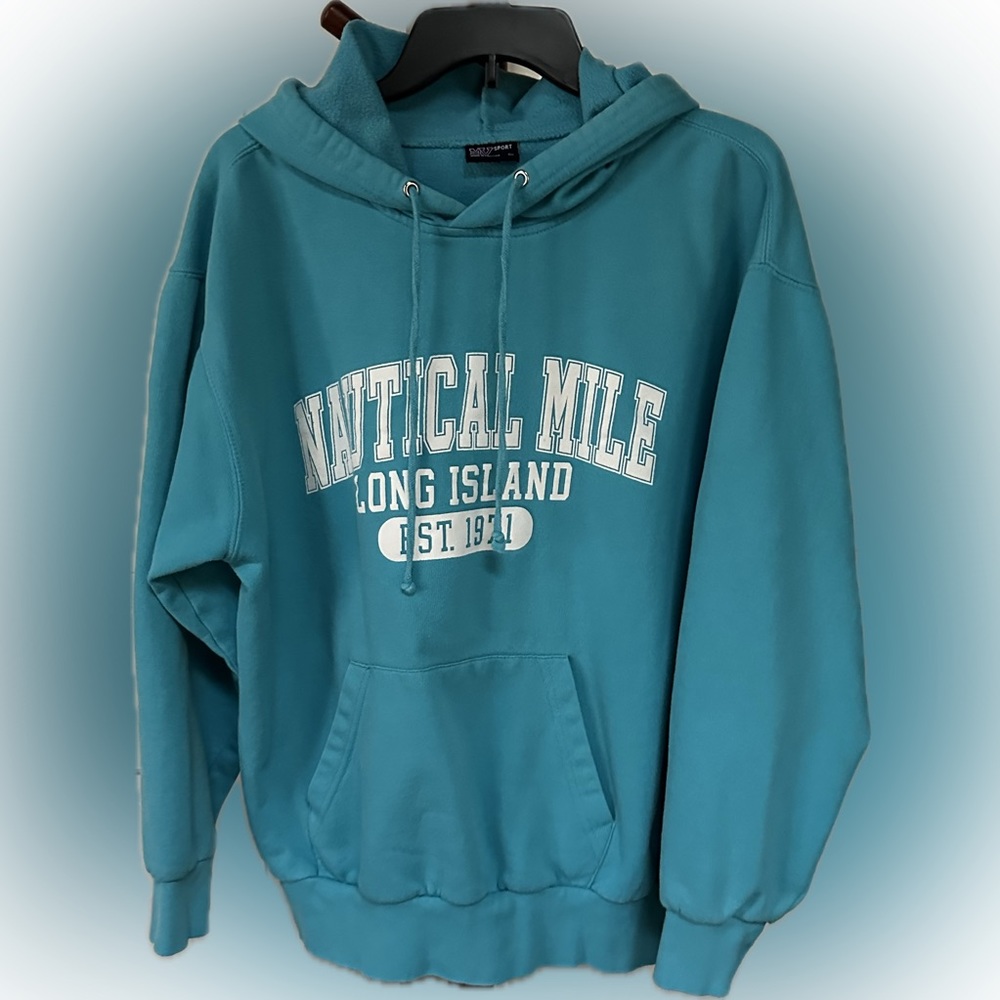 Blue hooded sweatshirt